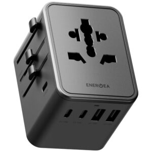 Energea TravelWorld Mini GaN 45W PD sieninis įkroviklis 3x USB-C / 2x USB-A Gunmetal - Image 2
