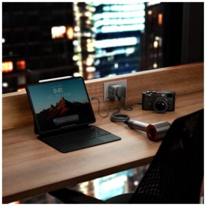Energea TravelWorld Mini GaN 45W PD sieninis įkroviklis 3x USB-C / 2x USB-A Gunmetal - Image 9