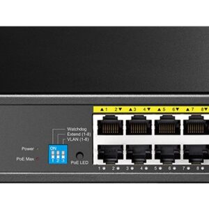 Cudy GS1010PS2 tinklo komutatorius Ne-valdomas Gigabit Ethernet (10/100/1000) Maitinimas per Eternetą (PoE) Juoda