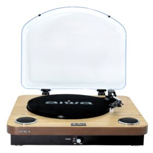 Patefonas 2x5W RMS su Bluetooth / USB / SD / FM radiju, medžio spalvos