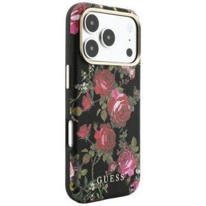 Guess Blossom Roses raštuotas MagSafe dėklas, skirtas iPhone 18 Pro Max / 17 Pro Max, juodas - Image 4