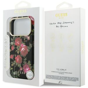 Guess Blossom Roses raštuotas MagSafe dėklas, skirtas iPhone 18 Pro Max / 17 Pro Max, juodas - Image 8