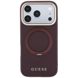 Guess Ring Stand 360 Grained Classic Logo MagSafe dėklas, skirtas iPhone 18 Pro / 17 Pro, bordo spalvos - Image 3