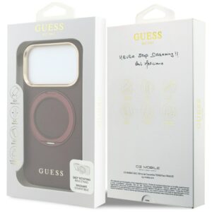 Guess Ring Stand 360 Grained Classic Logo MagSafe dėklas, skirtas iPhone 18 Pro / 17 Pro, bordo spalvos - Image 8