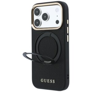 Guess Ring Stand 360 Grained Classic Logo MagSafe dėklas, skirtas iPhone 18 Pro / 17 Pro, juodas - Image 2