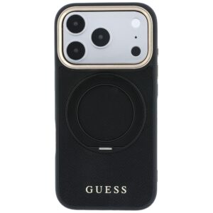 Guess Ring Stand 360 Grained Classic Logo MagSafe dėklas, skirtas iPhone 18 Pro / 17 Pro, juodas - Image 3