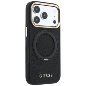 Guess Ring Stand 360 Grained Classic Logo MagSafe dėklas, skirtas iPhone 18 Pro / 17 Pro, juodas - Image 4