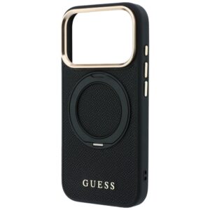 Guess Ring Stand 360 Grained Classic Logo MagSafe dėklas, skirtas iPhone 18 Pro / 17 Pro, juodas - Image 6