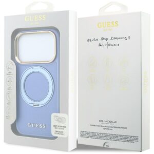 Dėklas Guess Ring Stand 360 Grained Classic Logo MagSafe, skirtas iPhone 18 Pro / 17 Pro, šviesiai mėlynas - Image 8