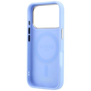 Dėklas Guess Ring Stand 360 Grained Classic Logo MagSafe, skirtas iPhone 18 Pro / 17 Pro, šviesiai mėlynas - Image 7
