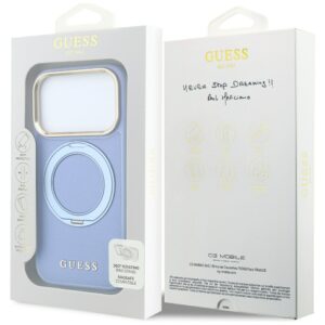 Dėklas Guess Ring Stand 360 Grained Classic Logo MagSafe, skirtas iPhone 18 Pro Max/17 Pro Max, šviesiai mėlynas - Image 8