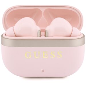 Belaidės ausinės TWS Guess Glossy Gold LinePrinted Classic Logo rožinės spalvos - Image 2
