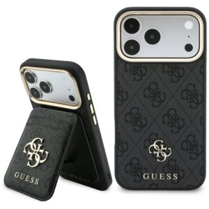 Dėklas Guess 4G su pinigine Magsafe, skirtas iPhone 18 Pro Max / 17 Pro Max, juodas