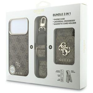 Dėklas Guess 4G su pinigine ir dirželiu MagSafe, skirtas iPhone 18 Pro / 17 Pro, rudas - Image 9