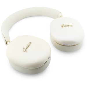 Ausinės Guess Metallic Effect Metal Script Logo Bluetooth ENC smėlio spalvos - Image 3