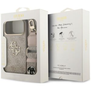 Dėklas Guess 4G Big 4G Classic Logo Big su dirželiu ir metalinėmis sagomis, skirtas iPhone 18 Pro / 17 Pro, rožinis - Image 9