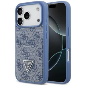 Dėklas Guess 4G Double Card Triangle, skirtas iPhone 18 Pro / 17 Pro, mėlynas