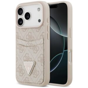 Dėklas Guess 4G Double Card Triangle, skirtas iPhone 18 Pro / 17 Pro, rožinis