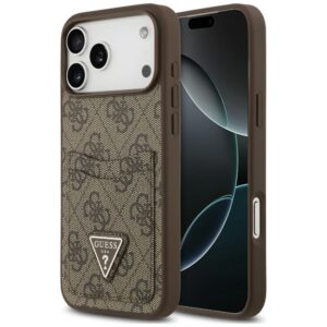 Dėklas Guess 4G Double Card Triangle, skirtas iPhone 18 Pro Max / 17 Pro Max, rudas