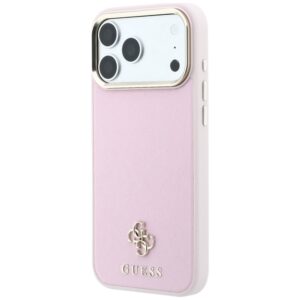 Dėklas Guess Saffiano Small 4G & Classic Logo MagSafe, skirtas iPhone 18 Pro / 17 Pro, rožinis - Image 2