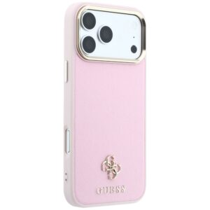 Dėklas Guess Saffiano Small 4G & Classic Logo MagSafe, skirtas iPhone 18 Pro / 17 Pro, rožinis - Image 4
