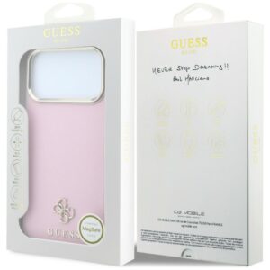 Dėklas Guess Saffiano Small 4G & Classic Logo MagSafe, skirtas iPhone 18 Pro / 17 Pro, rožinis - Image 8