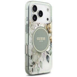 Dėklas Guess IML Flower & Tonal Circle MagSafe, skirtas iPhone 18 Pro / 17 Pro, žalias - Image 4