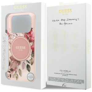 Dėklas Guess IML Flower & Tonal Circle MagSafe, skirtas iPhone 18 Pro / 17 Pro, rožinis - Image 8
