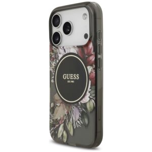 Dėklas Guess IML Flowers Pearl Strap MagSafe, skirtas iPhone 18 Pro / 17 Pro, juodas - Image 3