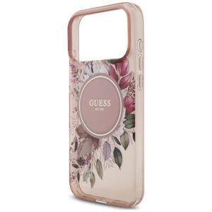 Dėklas Guess IML Flowers Pearl Strap MagSafe, skirtas iPhone 18 Pro / 17 Pro, rožinis - Image 6