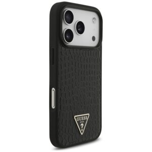 Dėklas Guess Croco Triangle Logo MagSafe, skirtas iPhone 18 Pro / 17 Pro, juodas - Image 4