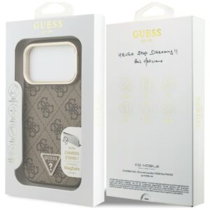 Dėklas Guess 4G PU Triangle Logo & Stand Camera Magsafe, skirtas iPhone 18 Pro / 17 Pro, rudas - Image 8