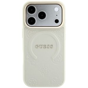 Dėklas Guess Saffiano Peony & Ring MagSafe, skirtas iPhone 18 Pro / 17 Pro, smėlio spalvos - Image 3