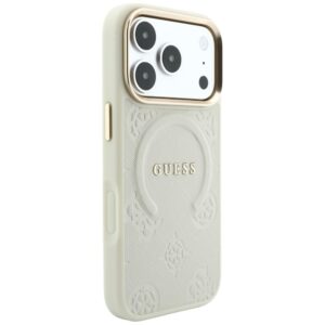 Dėklas Guess Saffiano Peony & Ring MagSafe, skirtas iPhone 18 Pro / 17 Pro, smėlio spalvos - Image 4