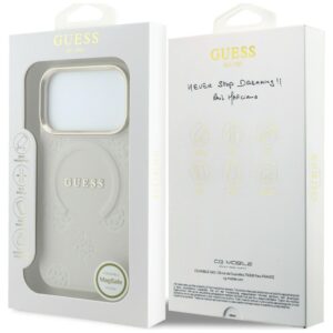 Dėklas Guess Saffiano Peony & Ring MagSafe, skirtas iPhone 18 Pro / 17 Pro, smėlio spalvos - Image 8