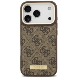 Dėklas Guess 4G Logo Plate MagSafe, skirtas iPhone 18 Pro / 17 Pro, rudas - Image 3