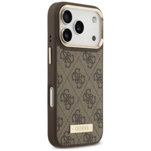 Dėklas Guess 4G Logo Plate MagSafe, skirtas iPhone 18 Pro / 17 Pro, rudas - Image 4
