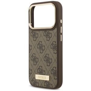 Dėklas Guess 4G Logo Plate MagSafe, skirtas iPhone 18 Pro / 17 Pro, rudas - Image 6