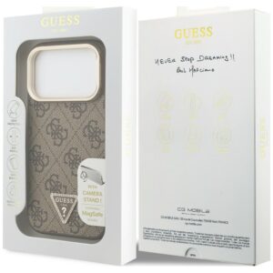 Dėklas Guess 4G PU Triangle Logo & Stand su kamera ir Magsafe funkcija, skirtas iPhone 18 Pro Max / 17 Pro Max, rudas - Image 8