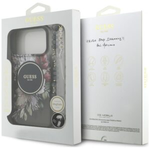 Dėklas Guess IML Flowers Pearl Strap MagSafe, skirtas iPhone 18 Pro Max / 17 Pro Max, juodas - Image 8