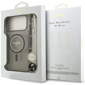 Dėklas Guess IML Glitter Pearl su dirželiu ir MagSafe funkcija, skirtas iPhone 18 Pro Max / 17 Pro Max, juodas - Image 8