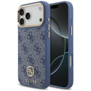 Dėklas Guess 4G Strass Logo MagSafe, skirtas iPhone 18 Pro Max / 17 Pro Max, mėlynas