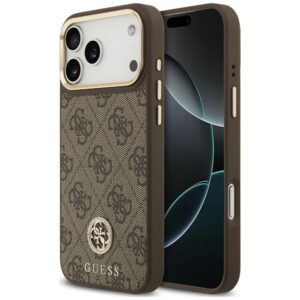 Dėklas Guess 4G Strass Logo MagSafe, skirtas iPhone 18 Pro Max / 17 Pro Max, rudas
