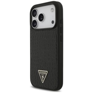 Dėklas Guess Croco Triangle Logo MagSafe, skirtas iPhone 18 Pro Max / 17 Pro Max, juodas - Image 2