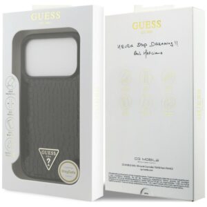 Dėklas Guess Croco Triangle Logo MagSafe, skirtas iPhone 18 Pro Max / 17 Pro Max, juodas - Image 8