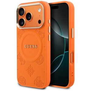 Dėklas Guess Peony Hot Stamp MagSafe, skirtas iPhone 18 Pro Max / 17 Pro Max, oranžinis - Image 1