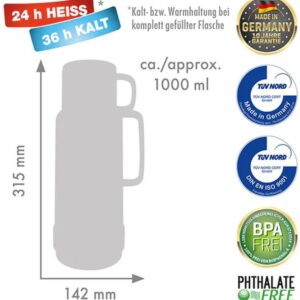 ROTPUNKT stiklinis termosas, talpa 1,0 l, blizgios lapės spalvos (raudonas)