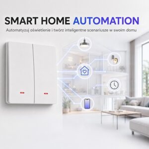 Qoltec 52706 Išmanusis 2 klavišų šviesos jungiklis | WiFi | Laikmatis | Tuya | Išmanusis gyvenimas | Balta - Image 2