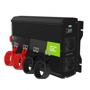 Įtampos keitiklis PRO 12Vdc/230Vac 2000W/4000W 50Hz modifikuotas sinusas, su USB 5V 2.1A; Green cell - Image 1
