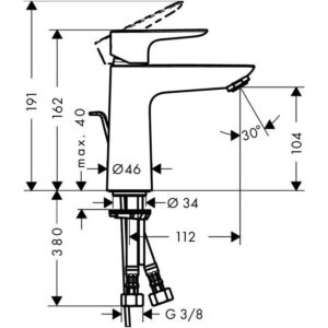 Juodas praustuvo maišytuvas Hansgrohe TALIS E 110 71710670 - Image 3